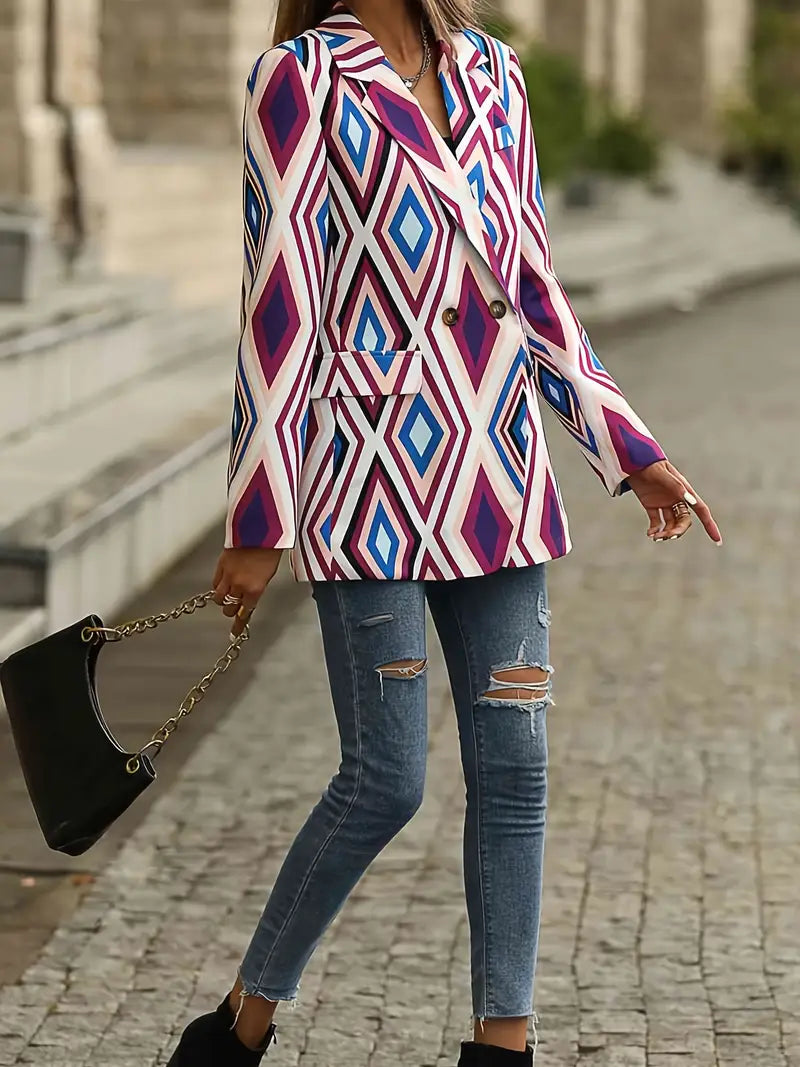 Teena – Geometric Pattern Blazer