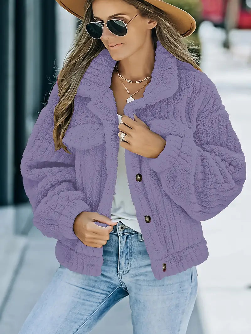 Neve – Solid color fur jacket