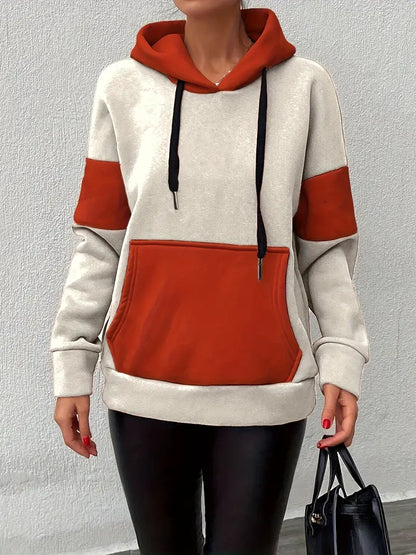 Adelmira – Trendy Cotton Color Block Hoodie