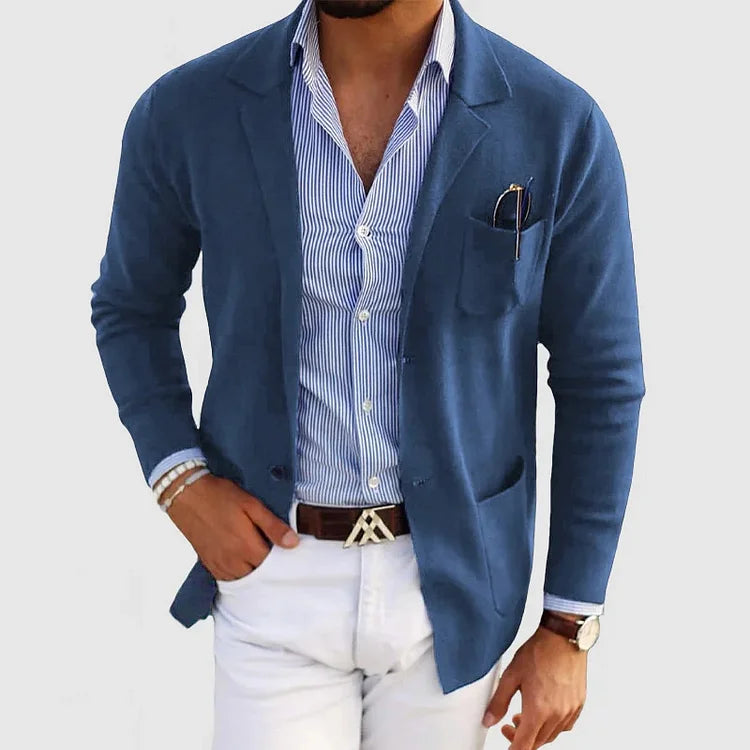 Stylish men's blazer with casual button pockets and lapel collar – Nico