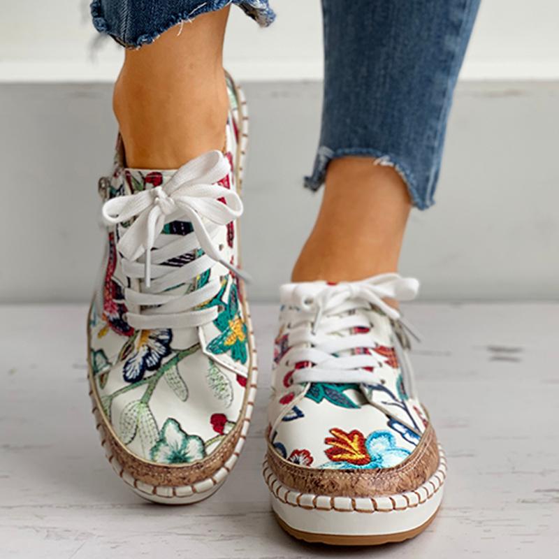 Sandy - Floral Vulcanized Shoes for Women