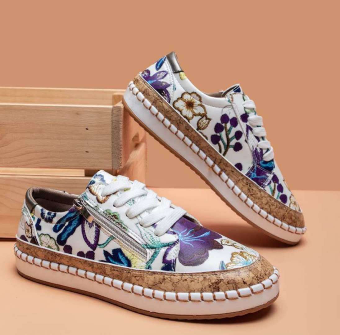 Sandy - Floral Vulcanized Shoes for Women