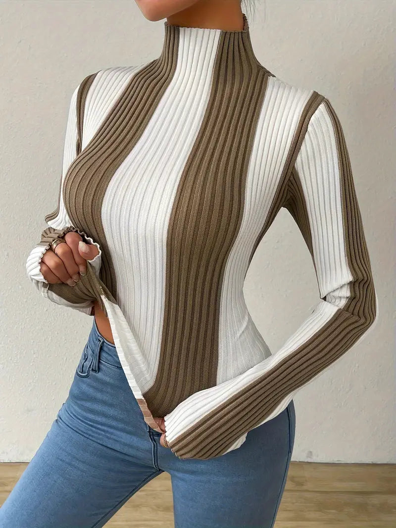 Julee – Striped Turtleneck Sweater