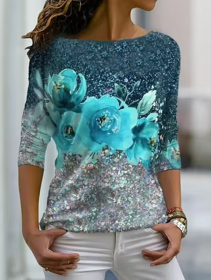 Tisha –  Stylish Floral Long-sleeved T-shirt