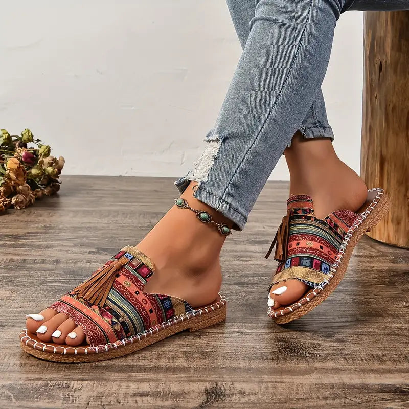 Taylor – Ethnic Style Flat Sandals with Tassel