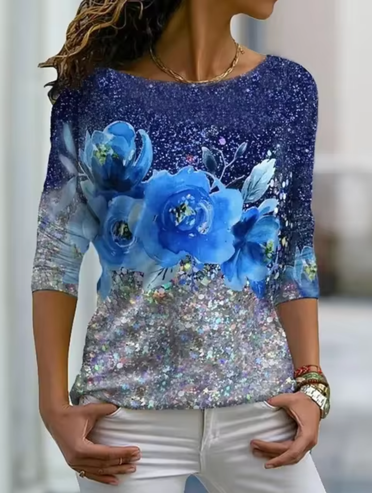 Tisha –  Stylish Floral Long-sleeved T-shirt