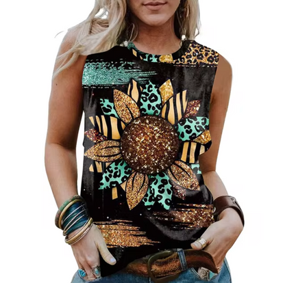 Avrielle – Sunflower Print Tank Top