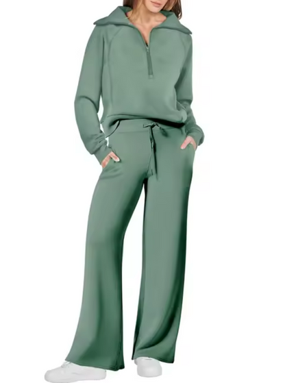 Rona – Collared Sweatshirt and Pants Set