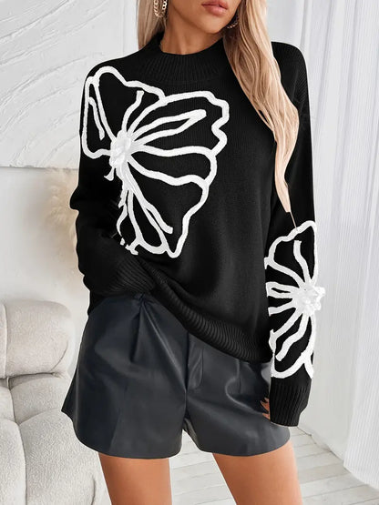 Kelsey – Knitted Floral Embroidery Sweater