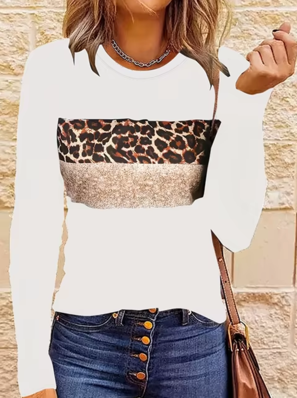 Myline – Long Sleeve Leopard Print T-Shirt