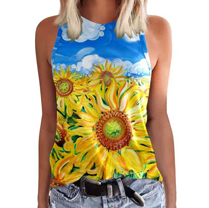 Minsy – Colorful Flowers Sleeveless Top