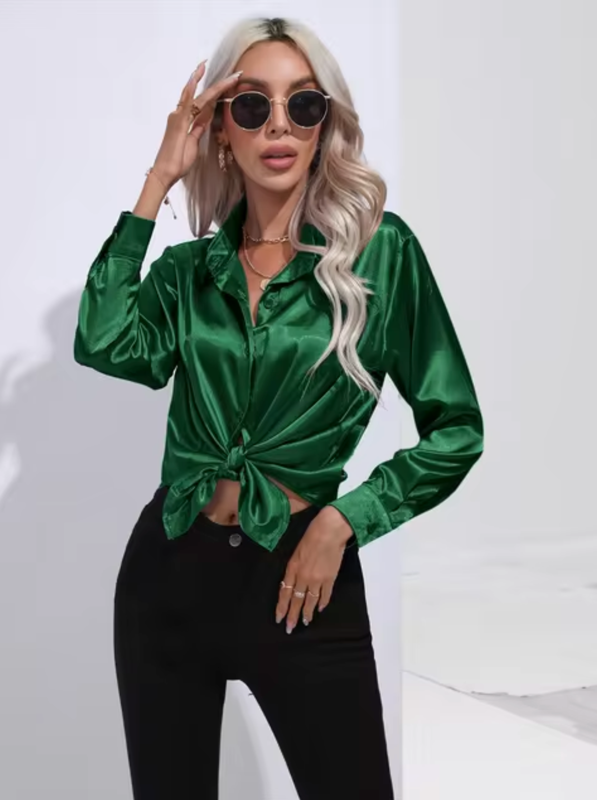 Annika - Satin Long Sleeve Blouse