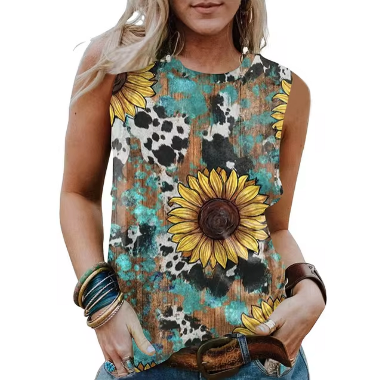 Avrielle – Sunflower Print Tank Top