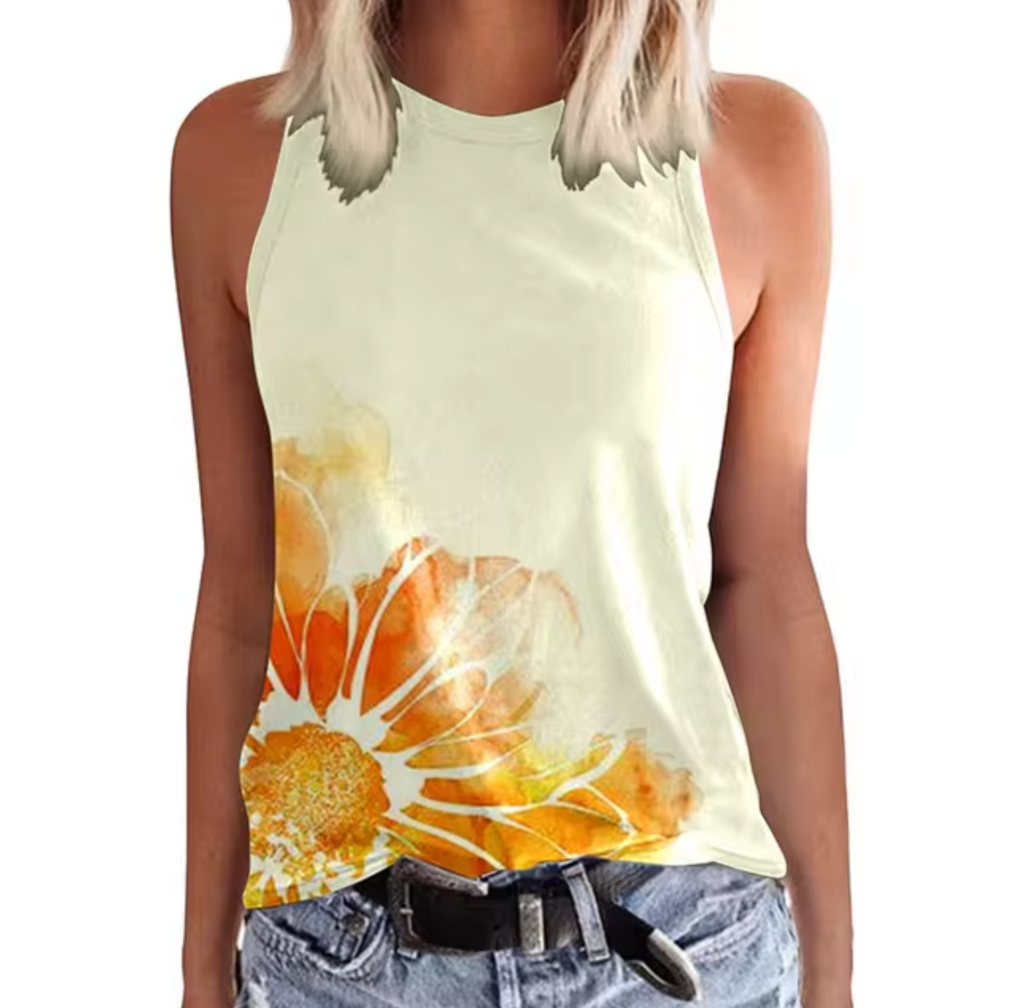 Minsy – Colorful Flowers Sleeveless Top