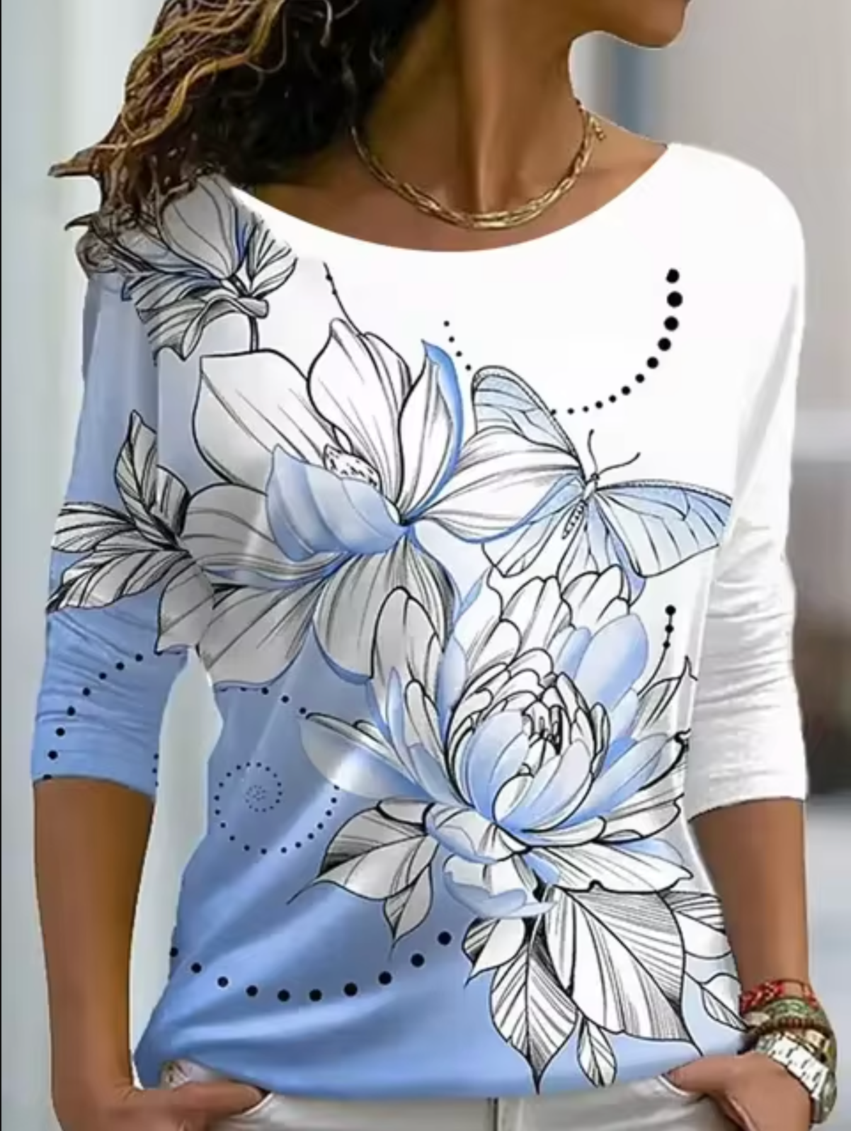 Tisha –  Stylish Floral Long-sleeved T-shirt