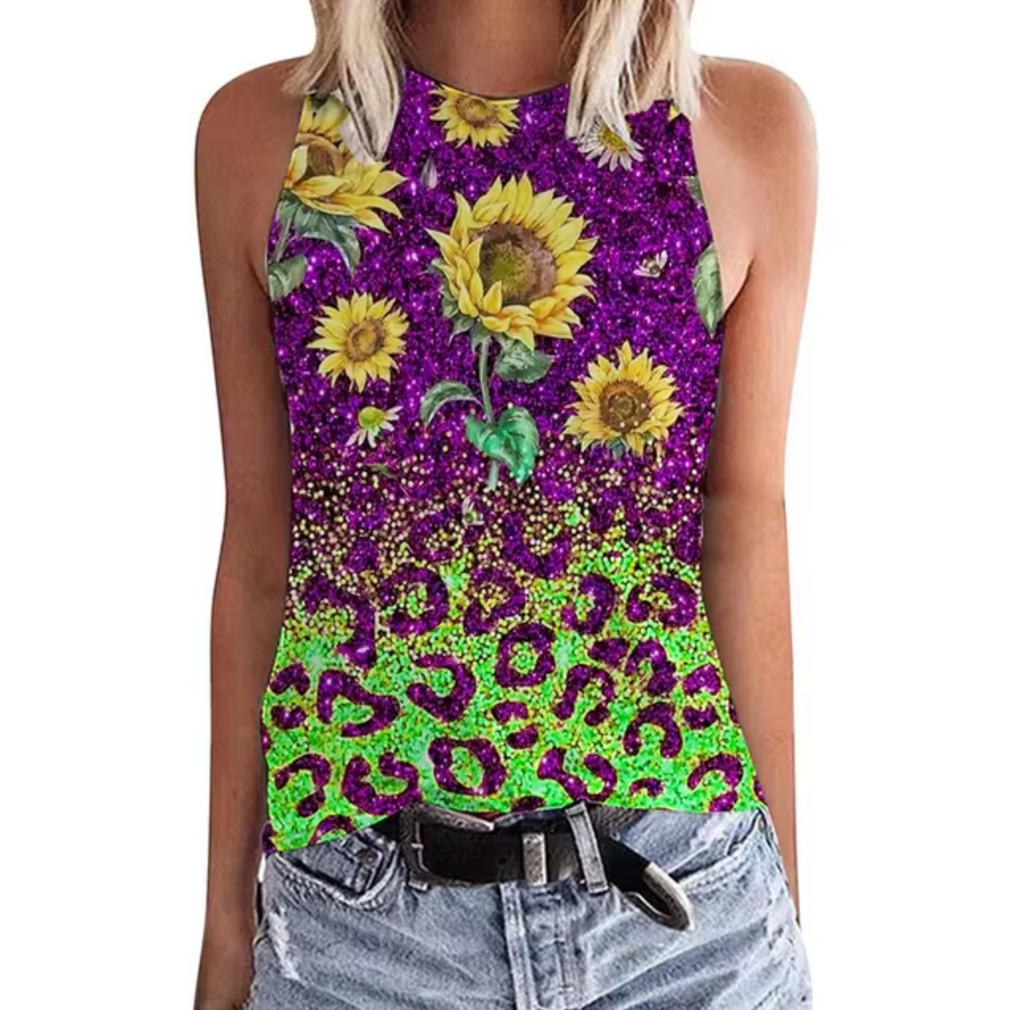 Avrielle – Sunflower Print Tank Top