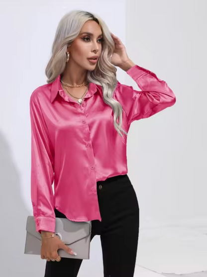 Annika - Satin Long Sleeve Blouse