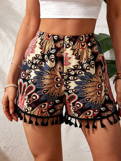 Maud - Ethnic Print Tassel Shorts