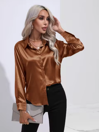 Annika - Satin Long Sleeve Blouse