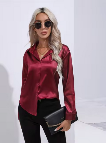 Annika - Satin Long Sleeve Blouse