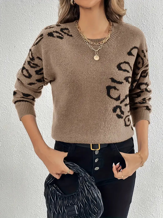 Shreya – Leopard Print Knitted Sweater