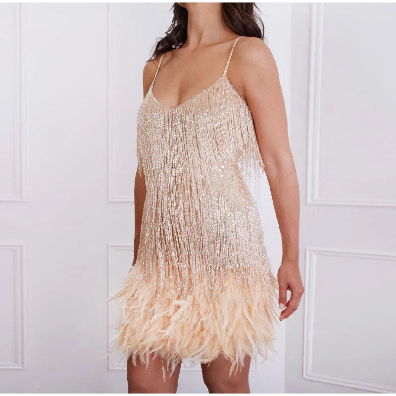 Jiselle – Shiny and Elegant Fringe Mini Dress