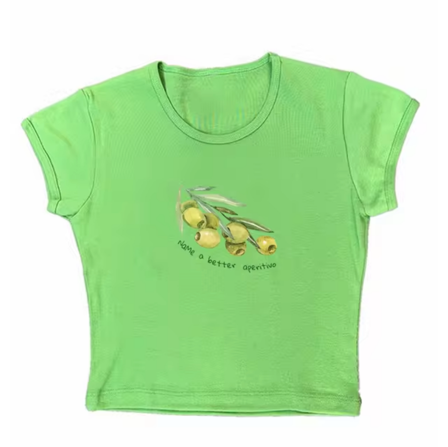 Carissa - Olive Print Crop Top Shirts