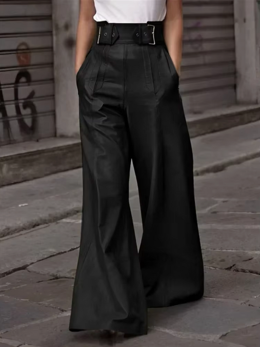 Veloria – Wide-leg Leather Pants