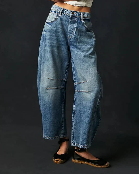 Adeline - Mid Rise Barrel Jeans For Women