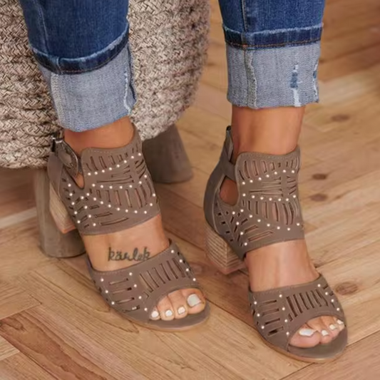 Maia - High Heel Sandals with Hemstitch