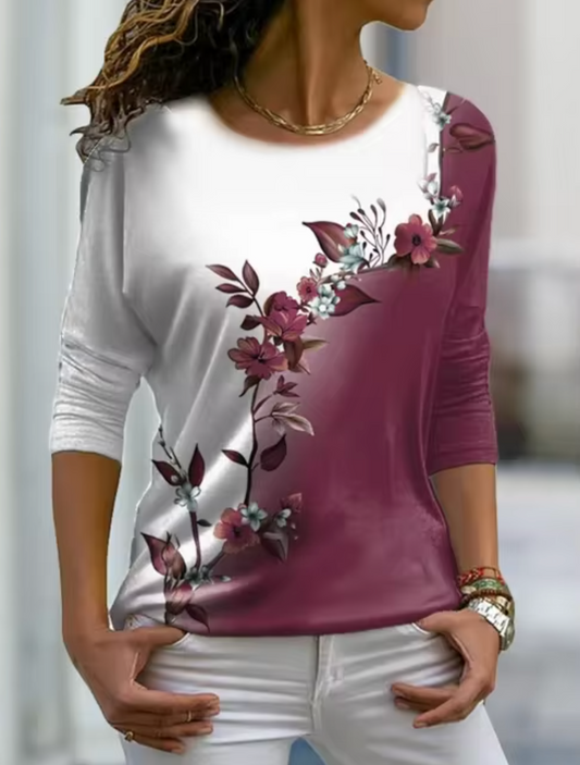 Tisha –  Stylish Floral Long-sleeved T-shirt