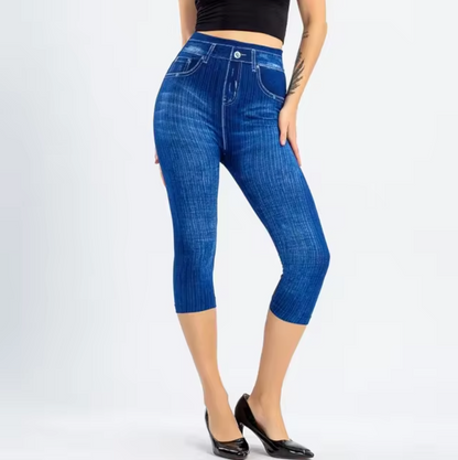 Eleanor – High Waisted Denim Print Leggings