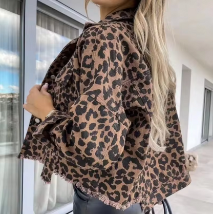 Shaira – Leopard Print Denim Coat