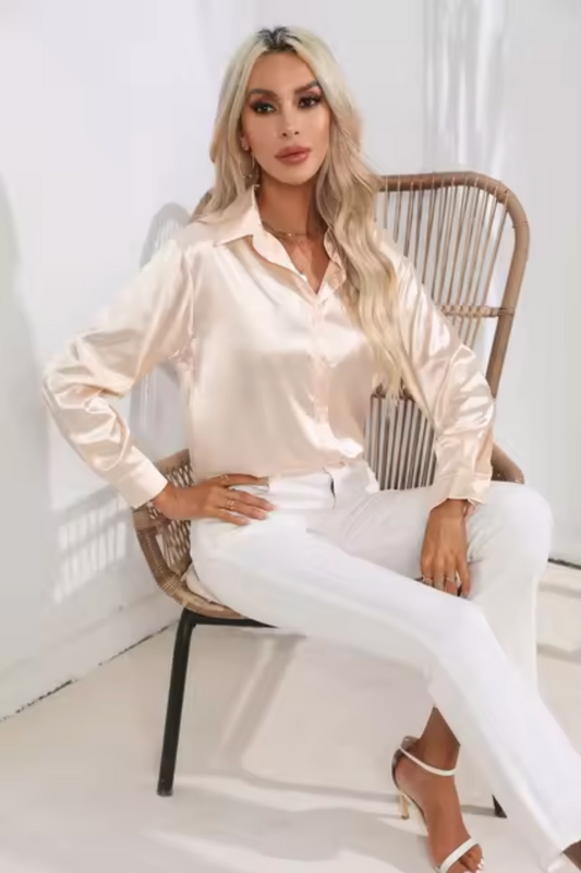 Annika - Satin Long Sleeve Blouse