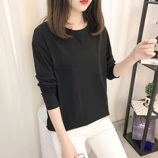 Izabel – Cotton Round Neck Long-sleeved Shirt