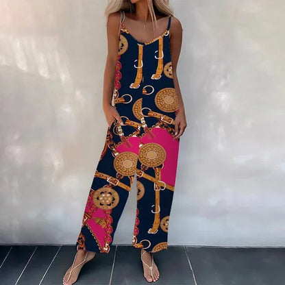 Cindy - Sleeveless Printed Loose Jumpsuit