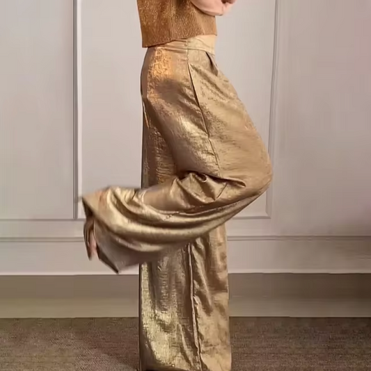 Lia - Metallic Wide Leg Pants