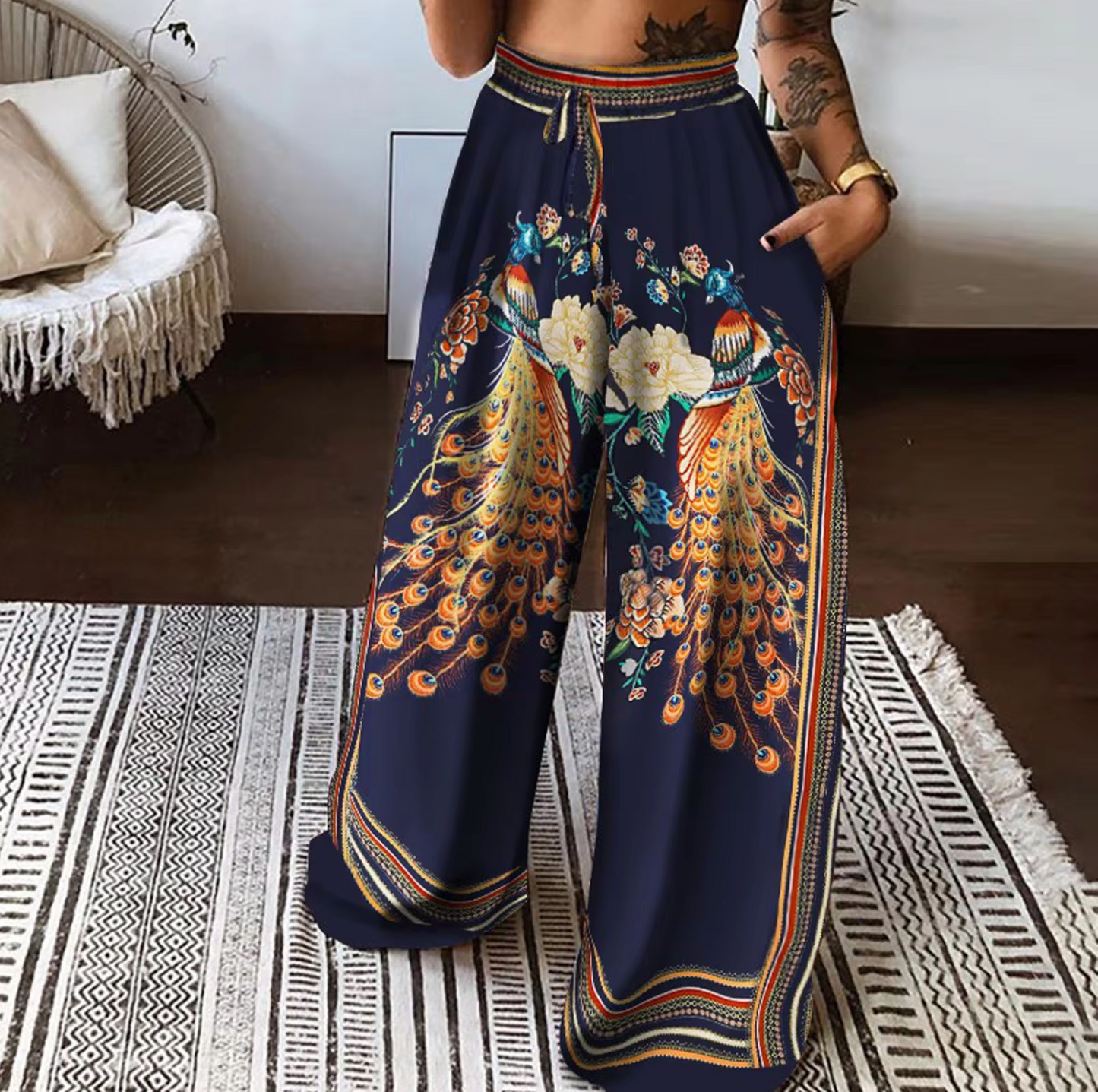 Naureen - High Waist Boho Print Pants