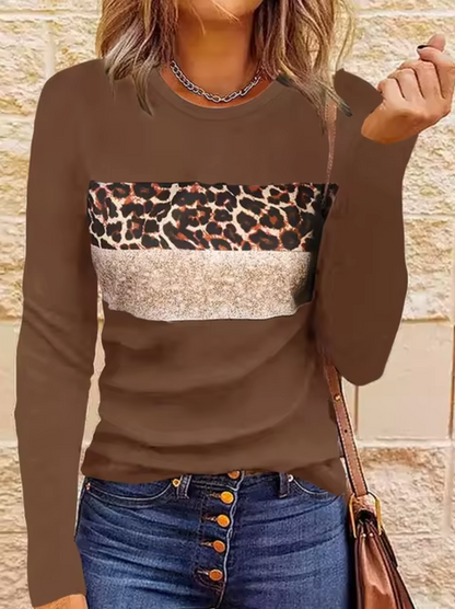 Myline – Long Sleeve Leopard Print T-Shirt