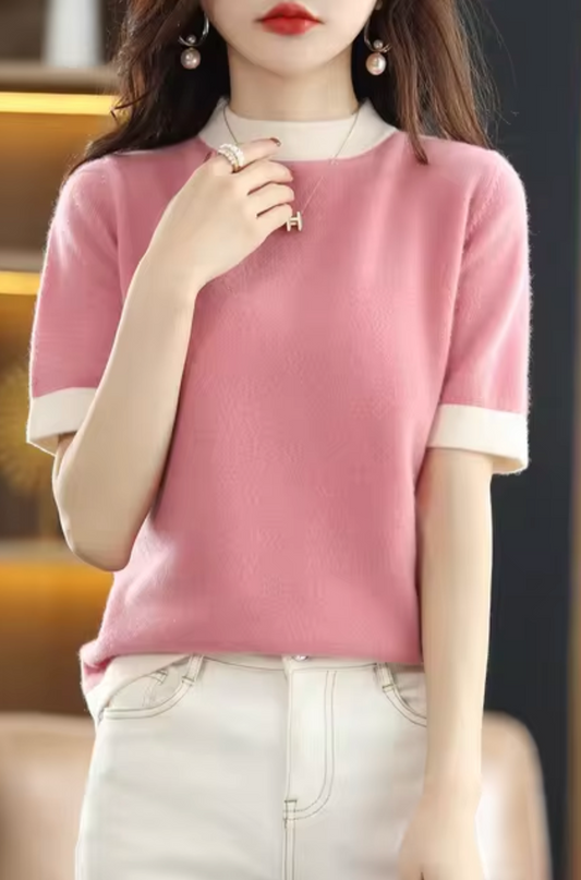 Zea - Knitted Short-sleeved Cashmere Sweater