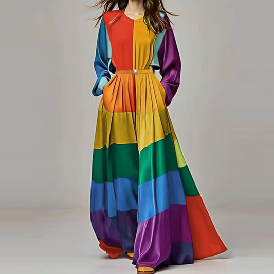 Aurora – Rainbow Long-Sleeved Maxi Dress