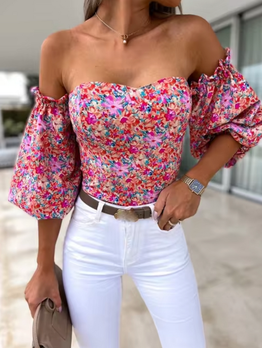 Lucille - Off-Shoulder Floral Tops