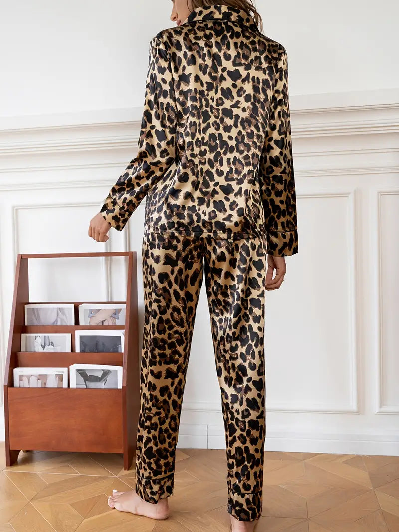 Klara – Leopard Print Satin Pajamas