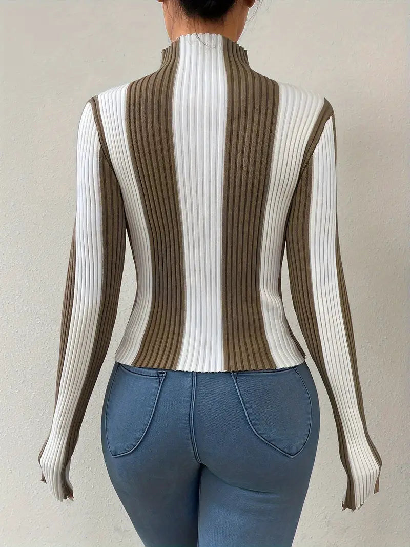 Julee – Striped Turtleneck Sweater