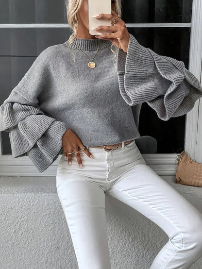 Lauri – Stylish Tiered Bell Sleeves Knitted Sweater