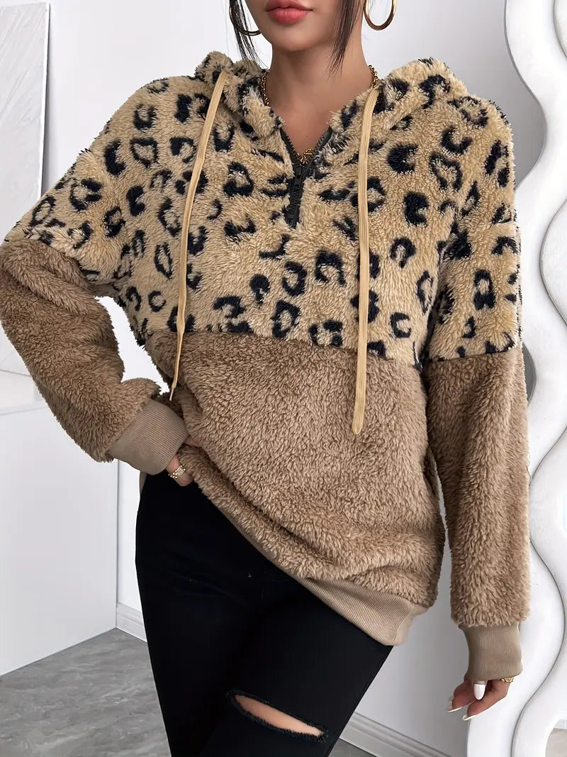 Barkha - Fleece Leopard Print Hoodie