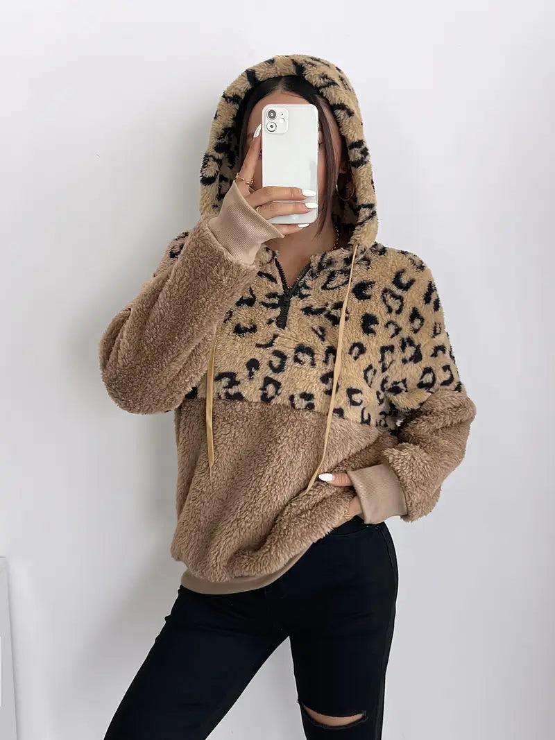 Barkha - Fleece Leopard Print Hoodie