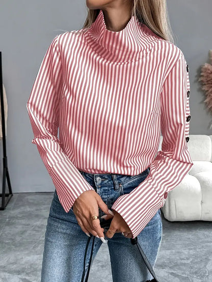 Sigrid – Striped High Neck Blouse