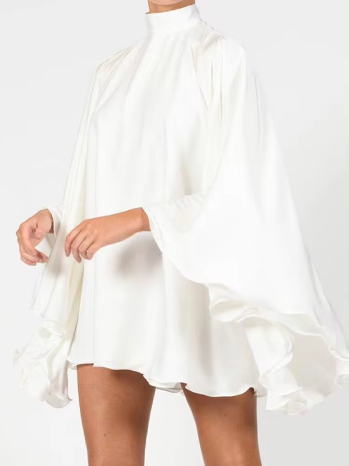 Benetta – Ruffled Sleeves Turtleneck Dress