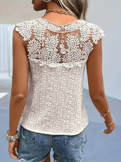 Shay - Sleeveless V-neck Lace Top